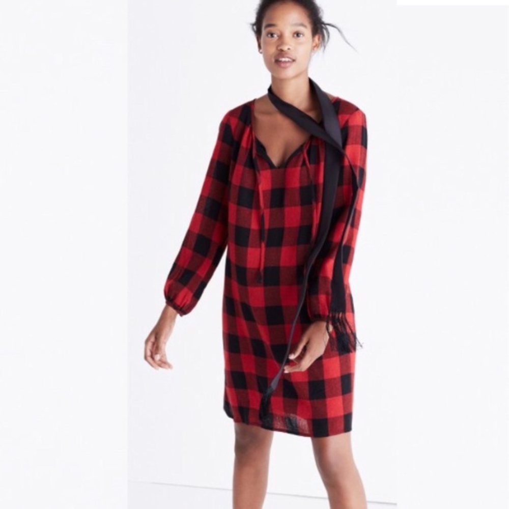 Madewell | Red Buffalo Check Signal Tunic Dress